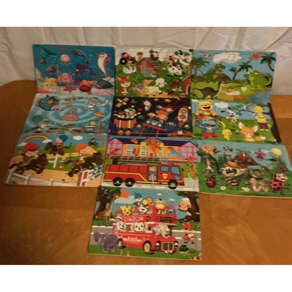 Lot Of 10 Wooden 30 Piece Puzzles For Toddlers & Young Children